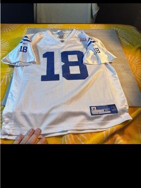 Reebok NFL Indianapolis Colts Peyton Manning 18 white  Mesh Jersey Kids XL 18-20
